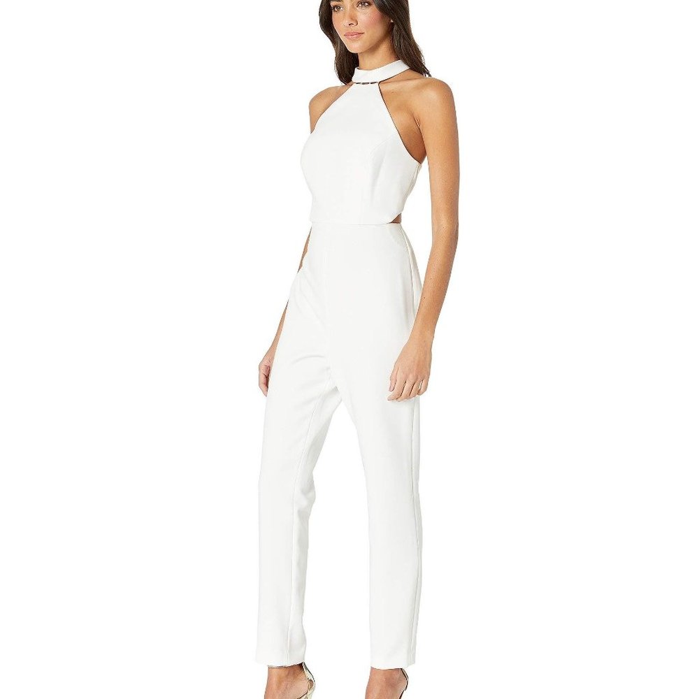 BCBGMaxAzria Women's Beaded Halter White Jumpsuit (NWOT)